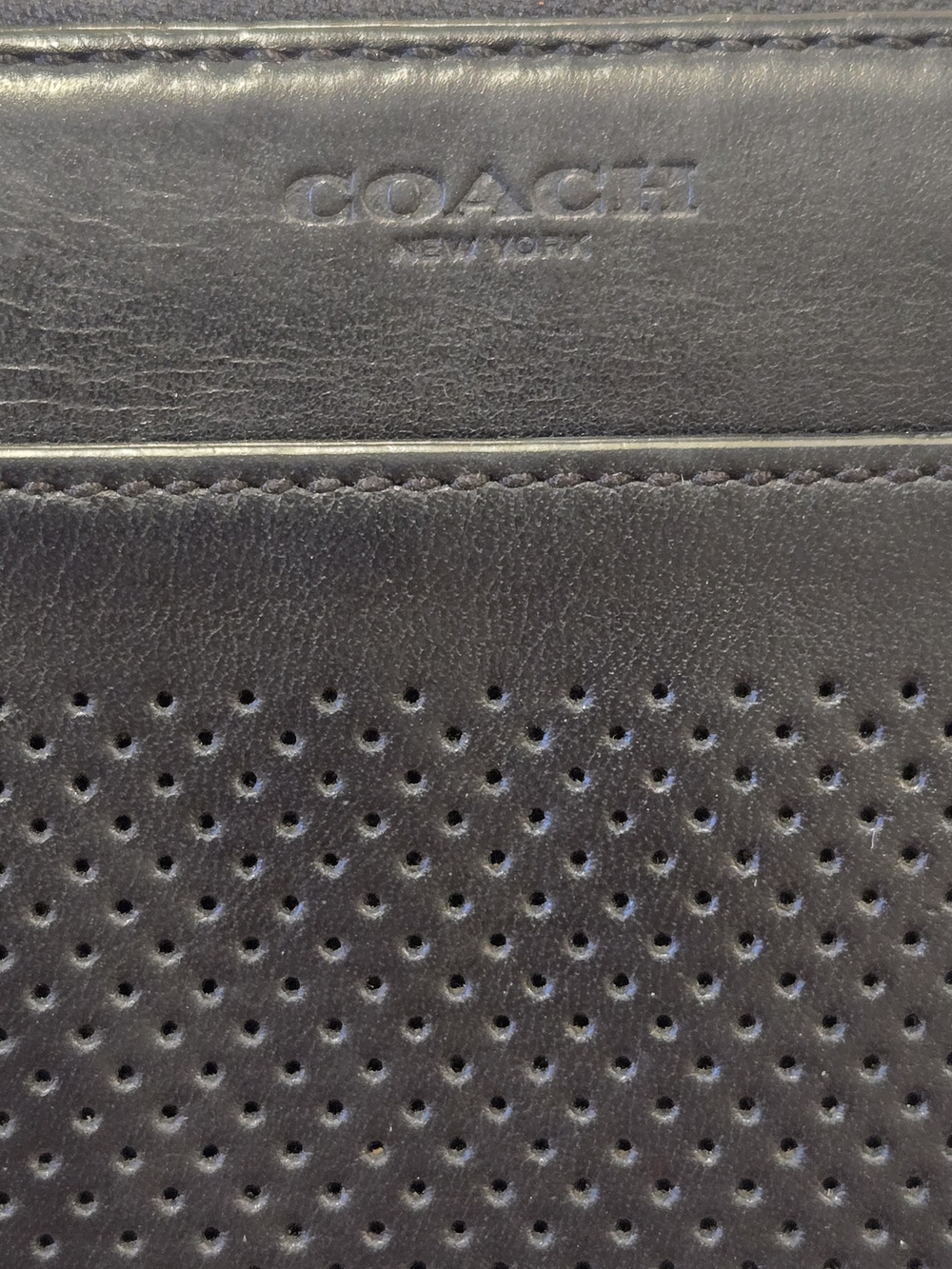 Coach Black Perforated Leather Zip Around Wallet - Picture 7 of 16